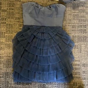 Blue strapless dress
